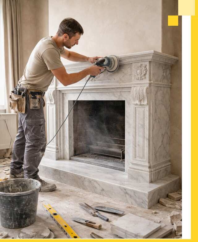 Изготовление и установка мраморных каминов в Санкте-Петербурге под ключ