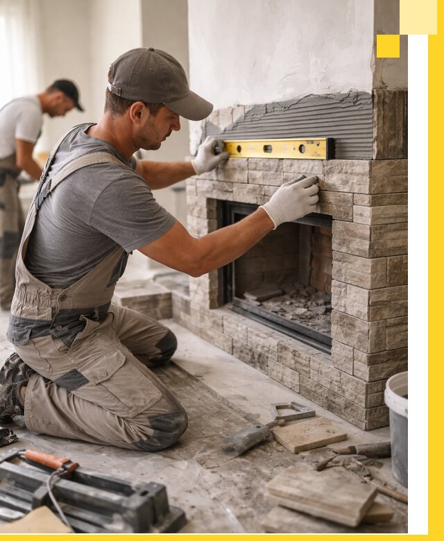 Облицовка каминов в Санкте-Петербурге, монтаж и отделка натуральным камнем