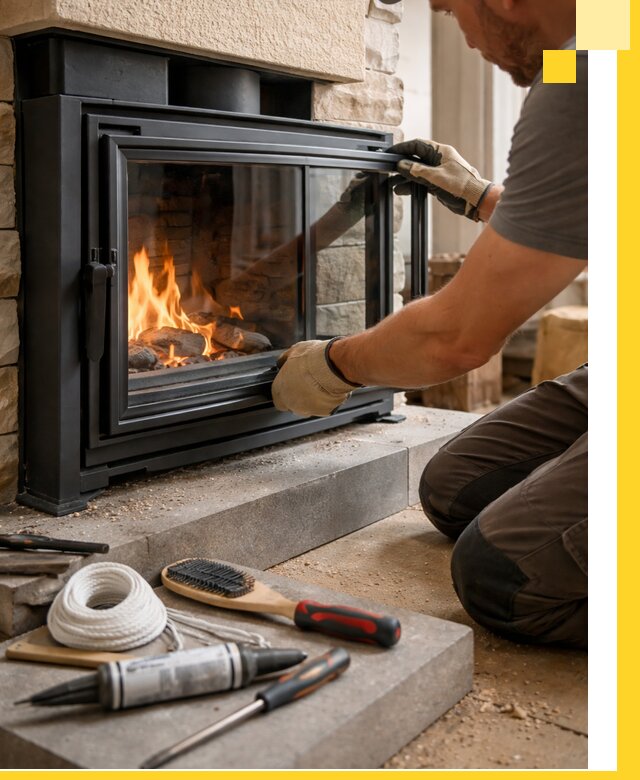 Производство, монтаж и доставка каминов со стеклом в Санкте-Петербурге