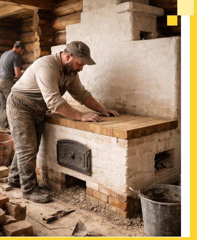 Проектирование и установка русской печи с лежанкой в Санкте-Петербурге