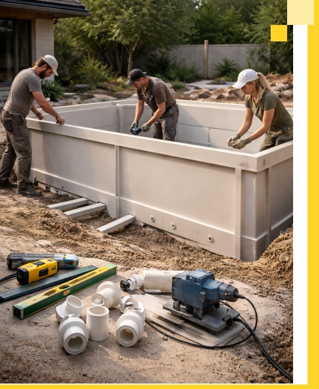 Установка полипропиленовых бассейнов под ключ в Санкте-Петербурге