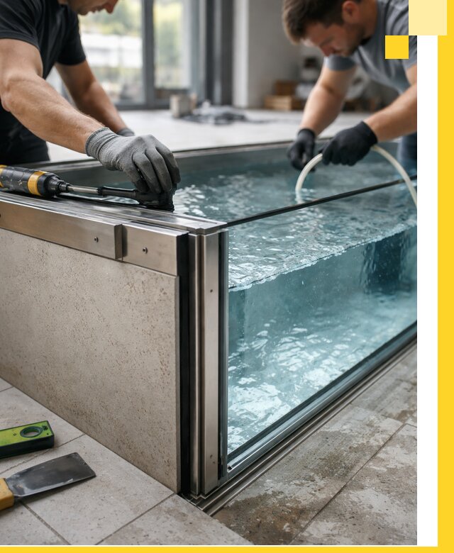 Проектирование и монтаж стеклянных бассейнов в Санкте-Петербурге