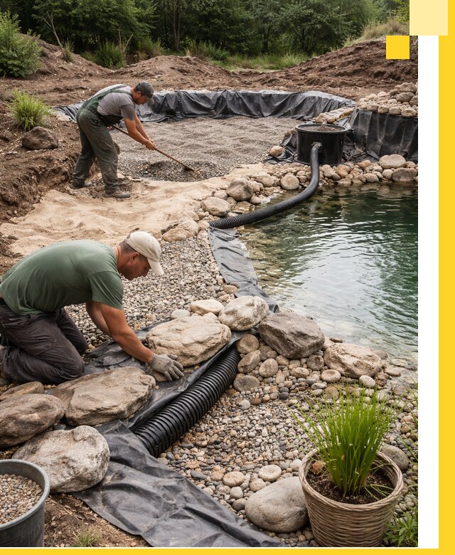 Строительство природных бассейнов и озер в Санкте-Петербурге под ключ