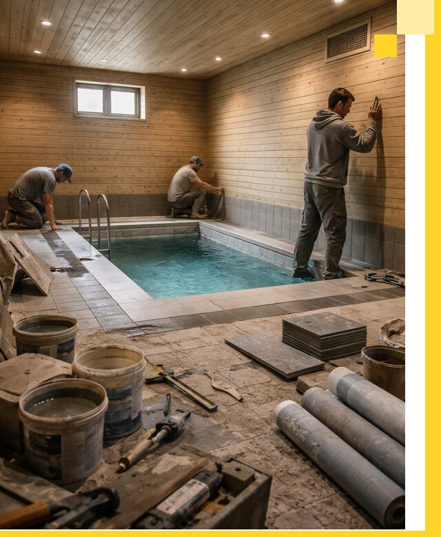 Строительство бани с бассейном и сауной под ключ в Санкте-Петербурге