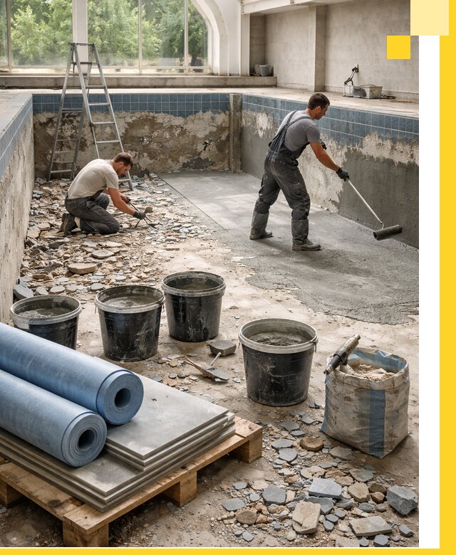 Реконструкция бассейнов в Санкте-Петербурге: ремонт, гидроизоляция