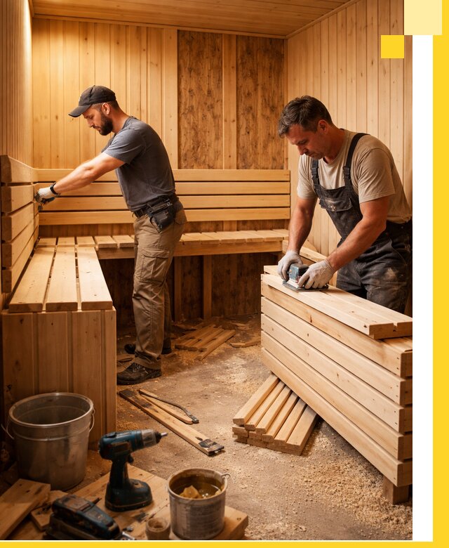 Профессиональный комплексный ремонт саун под ключ в Санкте-Петербурге