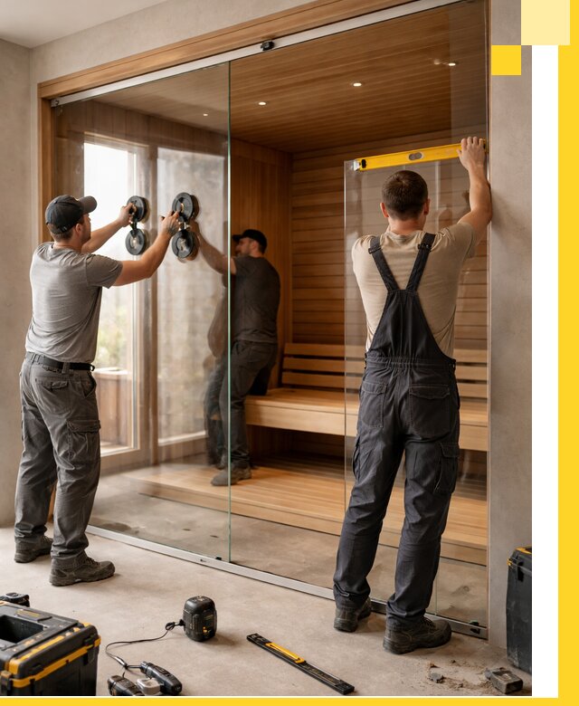 Производство и монтаж стеклянных саун под ключ в Санкте-Петербурге