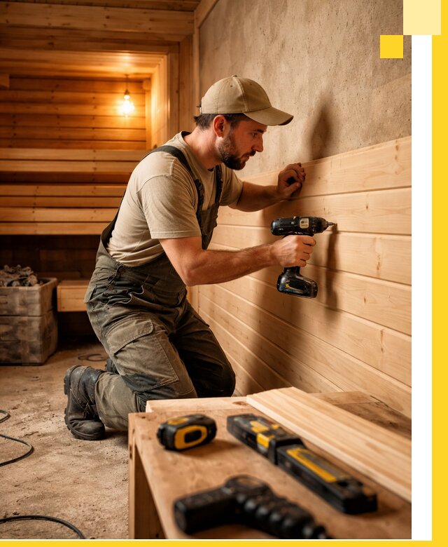 Профессиональная внутренняя отделка бани в Санкте-Петербурге под ключ