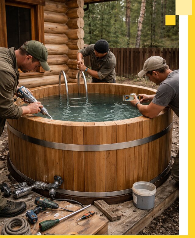 Строительство бань с купелью под ключ и отделкой в Санкте-Петербурге