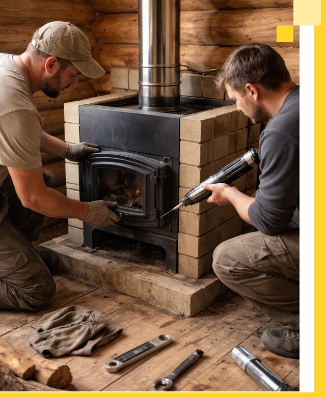 Монтаж и установка печи в бане под ключ с гарантией в Санкте-Петербурге