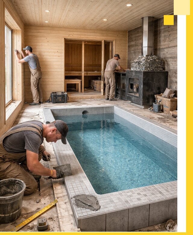 Проект бани с бассейном и сауной в Санкте-Петербурге под ключ