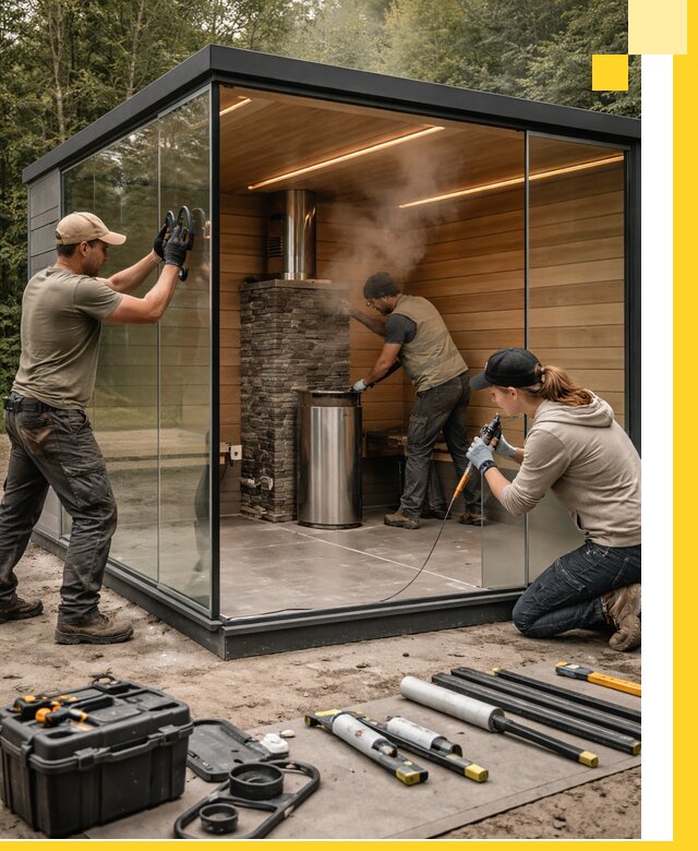 Проектирование и строительство стеклянных бань в Санкте-Петербурге