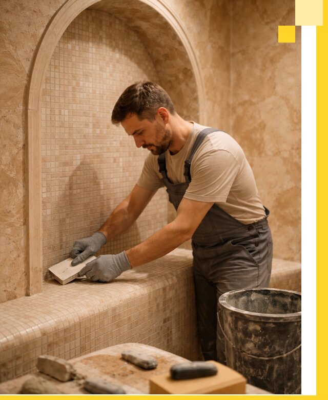 Профессиональная отделка хамамов с мозаикой под ключ в Санкте-Петербурге