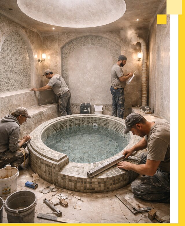 Профессиональное строительство хамама с бассейном в Санкте-Петербурге под ключ