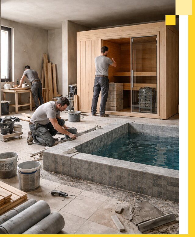 SPA зоны под ключ с бассейном сауной и печью в Санкте-Петербурге